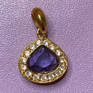 💛 Nolan Miller Gold Tone Purple & White Crystal Pendant